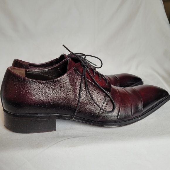 Jo Ghost Leather Oxfords Men's Dress Shoes Distressed Oxblood Colouring Size 40 - Picture 4 of 10